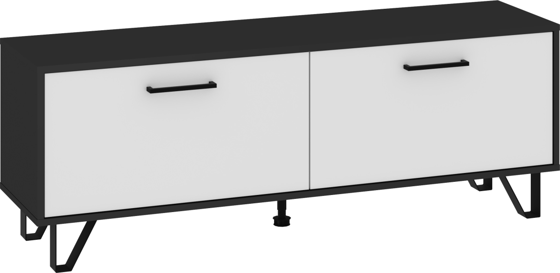 Televizní stolek PRUDHOE 140, černá/bílý lesk, 5 let záruka