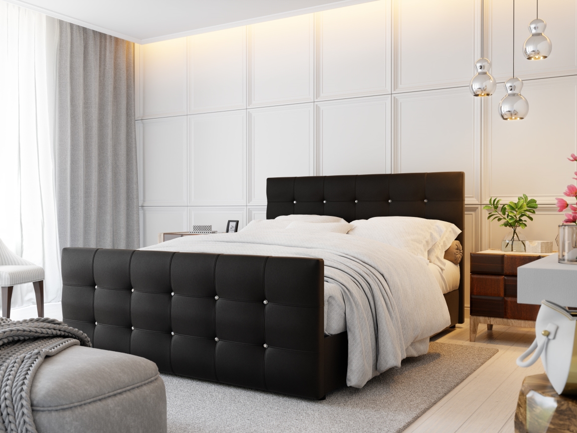 Čalouněná postel HOBIT MAD 140x200 cm, černá