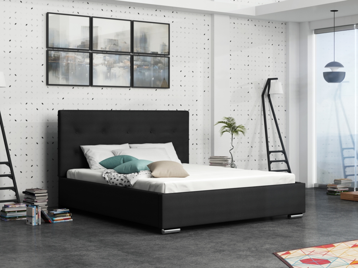 Čalouněná postel DANGELO 1 140x200 cm, černá látka
