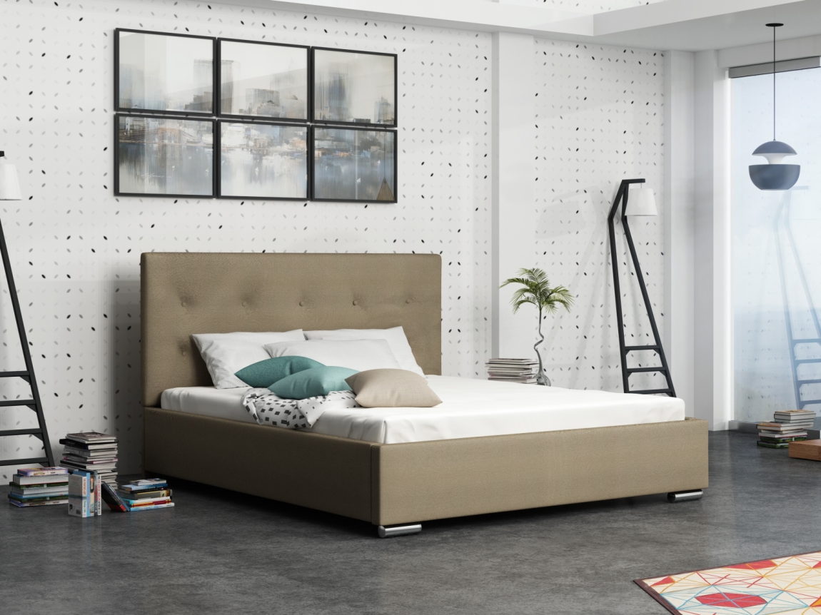 Čalouněná postel DANGELO 1 160x200 cm, béžová látka