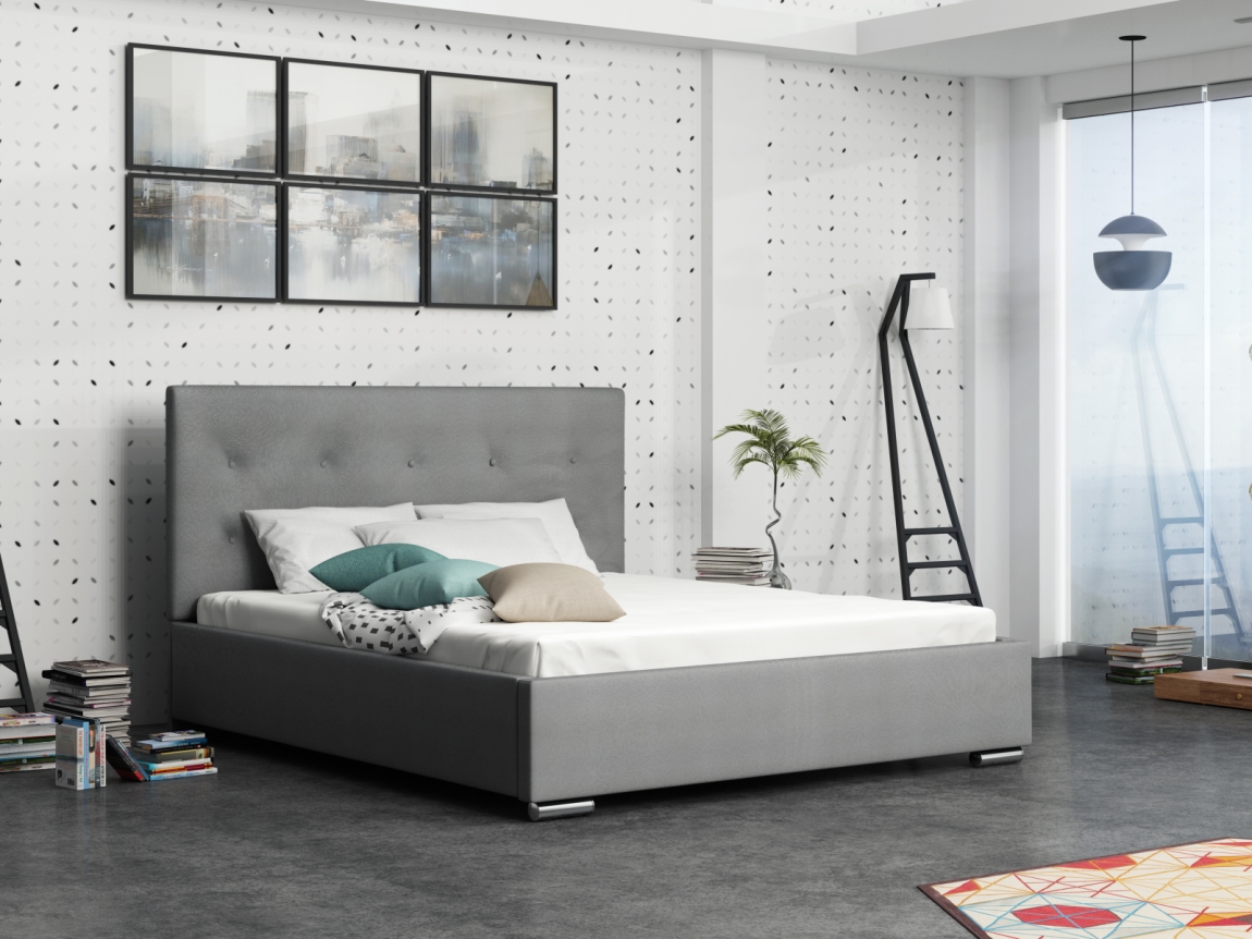 Čalouněná postel DANGELO 1 180x200 cm, šedá látka