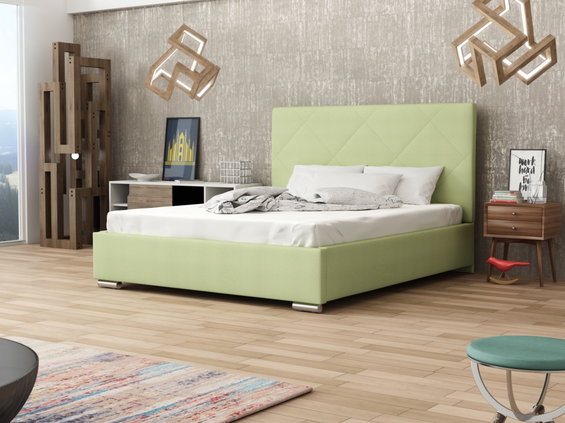 Čalouněná postel DANGELO 5 160x200 cm, zelená látka