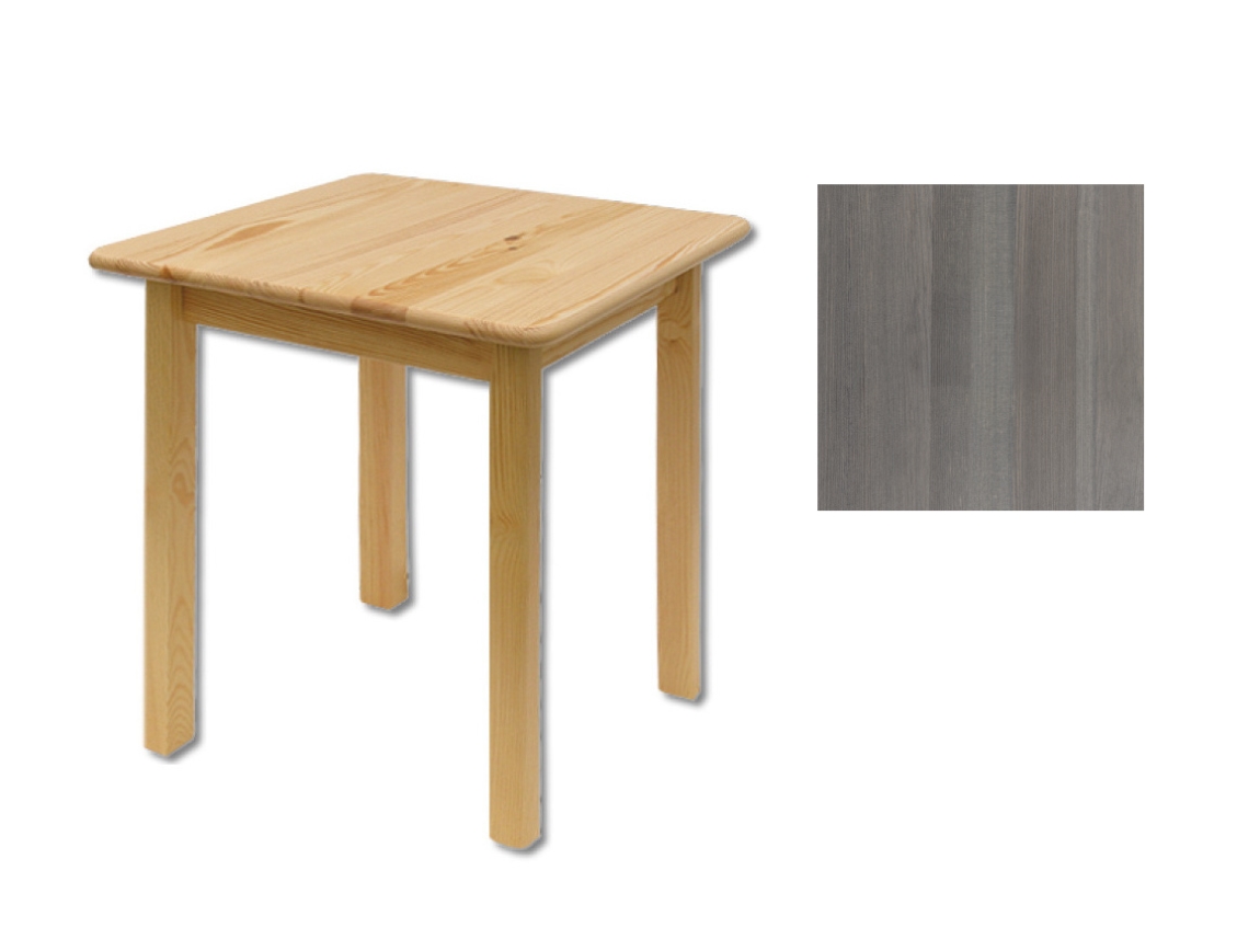 Čtvercový jídelní stůl GALWEY, 60x75x60 cm, masiv borovice/moření šedé