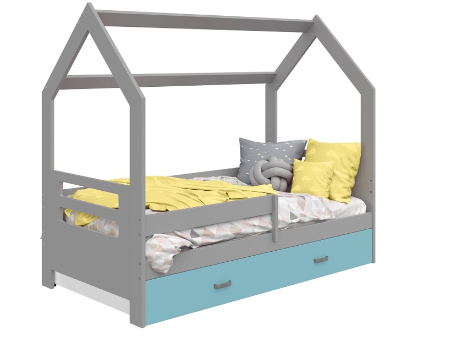 Dětská postel SPECIOSA D3B 80x160 v barvě šedé se zásuvkou: modrá