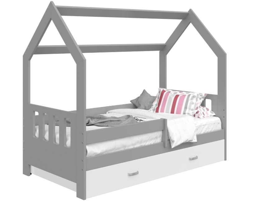 Dětská postel SPECIOSA D3C 80x160 v barvě šedé se zásuvkou: bílá