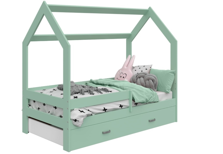 Dětská postel SPECIOSA D3 80x160 v barvě mátové se zásuvkou: máta