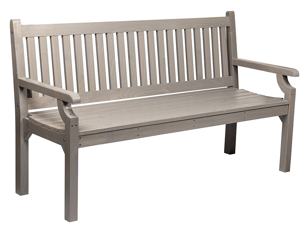 ELORA, dřevěná zahradní lavička, šedá, 124 cm