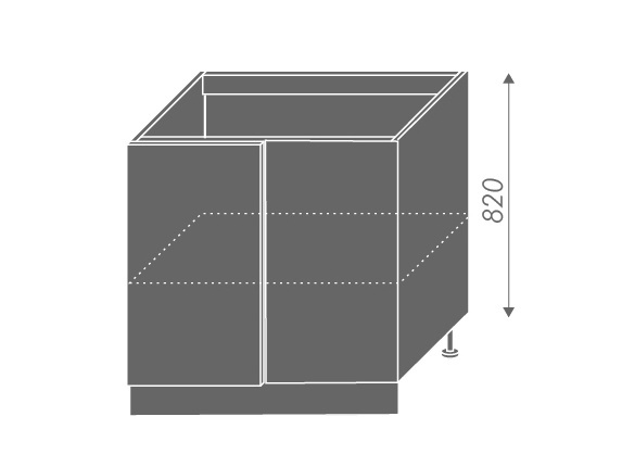 CHANIE, skříňka dolní rohová D13 U, korpus: grey, barva: white