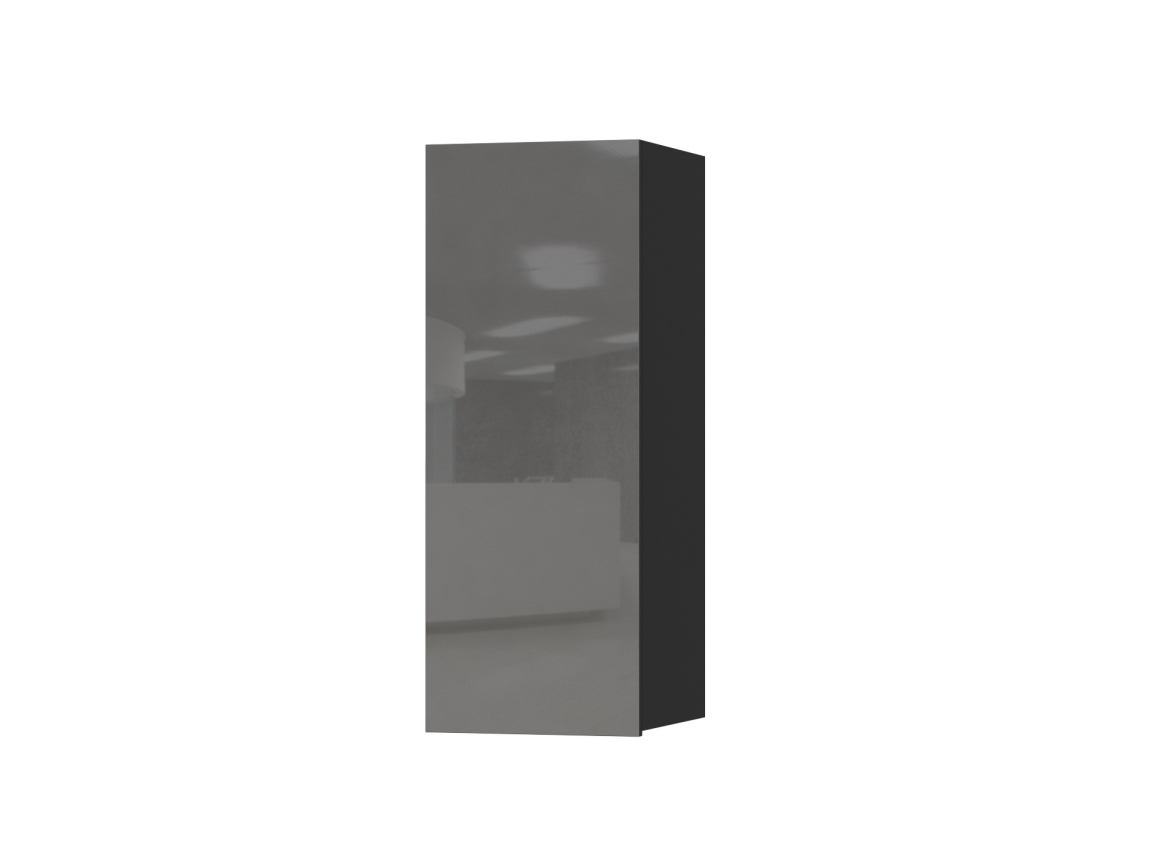 DEJEON závěsná skříňka 1D, černá/šedé sklo