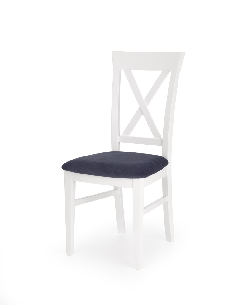 Jídelní židle GIEDI, bílá/modrá tm.