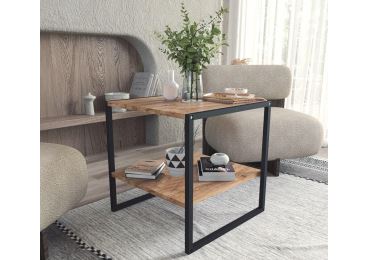 Konferenční stolek FIDŽI 50x50 cm, borovice/černá