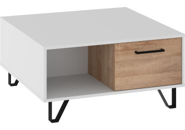 Konferenční stolek PRUDHOE 2D, bílá/dub sonoma, 5 let záruka