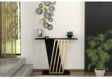 Konzolový stolek FAIRVIEW, černá/marble