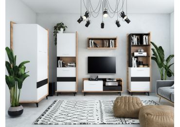 Obývací pokoj KNUT 2, craft zlatý/bílá/černá, 5 let záruka