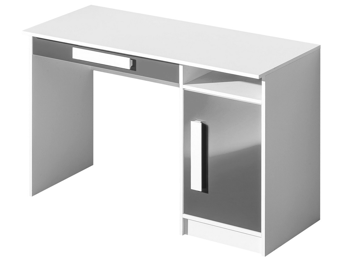Pracovní stůl BLOURT, bílá/šedý lesk
