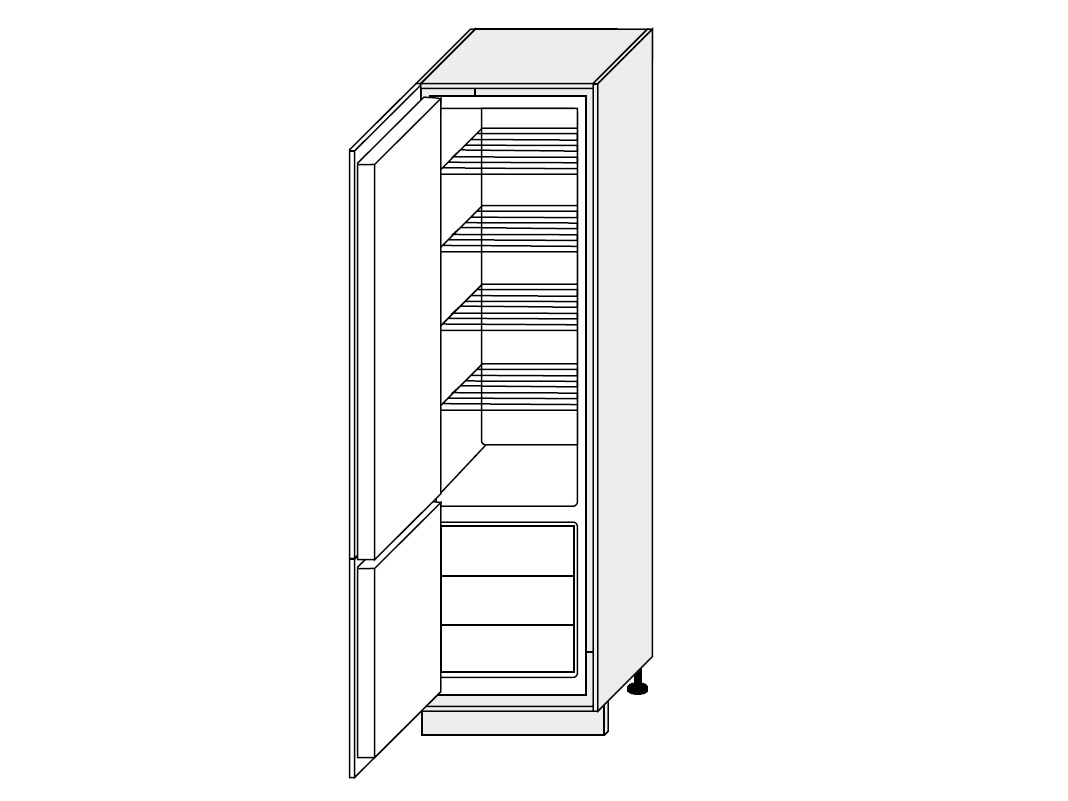 FOLLY, skříňka pro vestavnou lednici D14DL, graphite/bílá