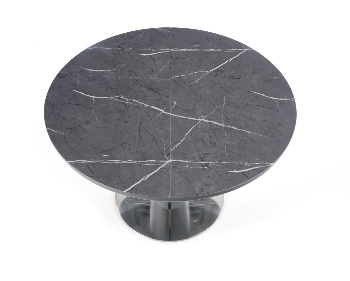 Jídelní stůl EVIJAN, šedý mramor /tmavě šedá
