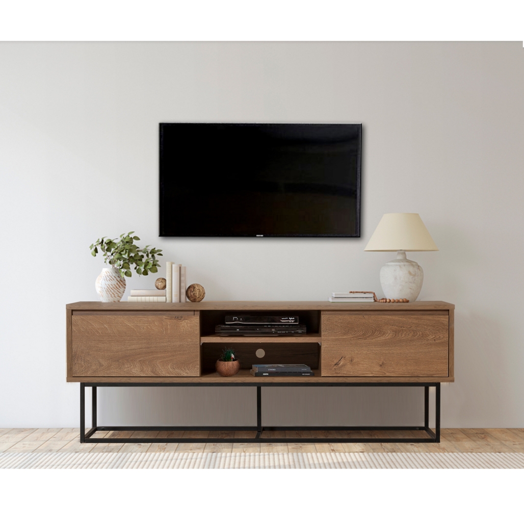 TV stolek CLIANTHA 140 cm, vlašský ořech/černá