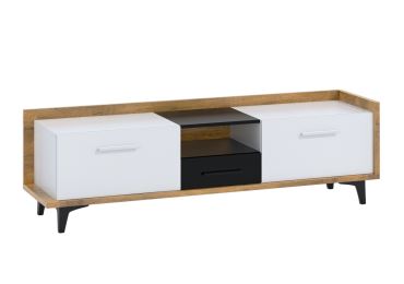 Televizní stolek KNUT 2D1S, dub burgundský/bílá/černá, 5 let záruka