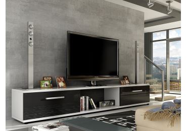 Televizní stolek LOBA RTV, bílá/černý lesk