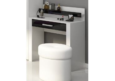 Toaletní stolek MOLTENO, bílá/černý lesk, 5 let záruka
