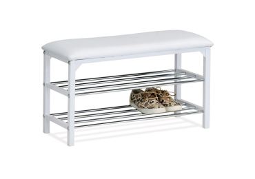 2-policový botník/taburet QUINCY 13, bílá