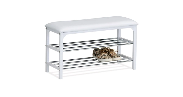 2-policový botník/taburet QUINCY 13, bílá