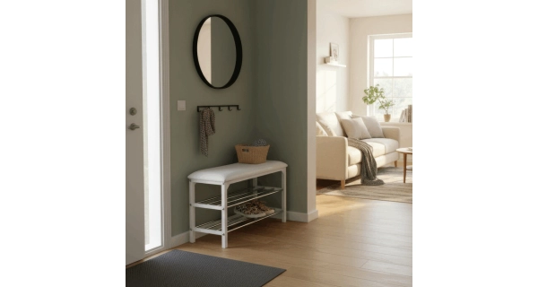 2-policový botník/taburet QUINCY 13, bílá