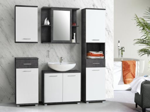 Belbel - tmavě šedá/bílý lesk