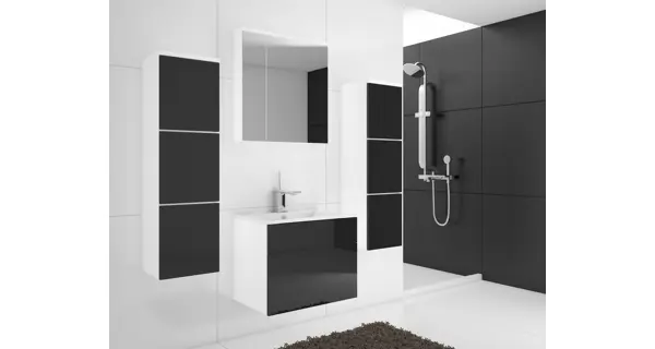 AGUNG koupelnová sestava, bílá/černý lesk