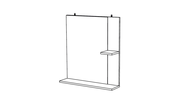 ALVERNA 2, zrcadlo s poličkou, bílá