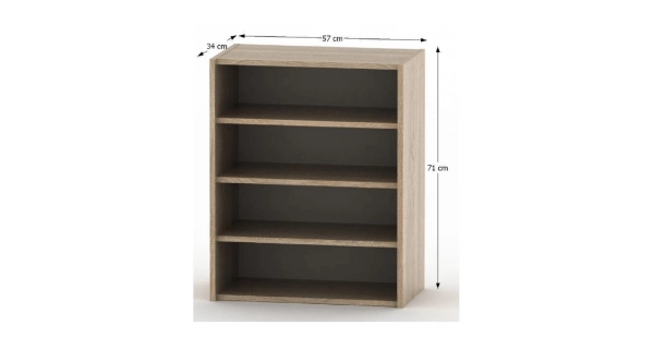 AMPAT nízká skříňka se třemi policemi, dub sonoma