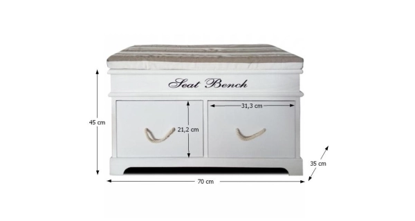 ANATIM lavice s polštářem, bílá/hnědá