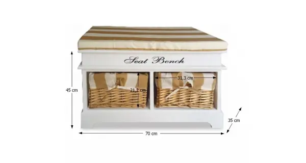 ANATIM lavice s polštářem, bílá/medová