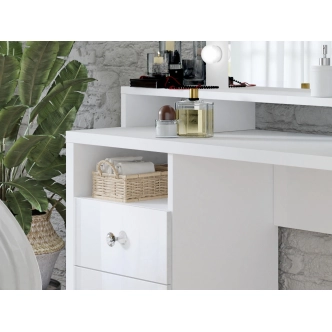 ANGOLENSIS toaletní stolek se zrcadlem a šuplíky, bílá