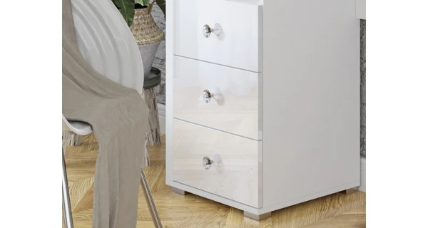 ANGOLENSIS toaletní stolek se zrcadlem a šuplíky, bílá