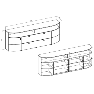 ANISE TV komoda 2D2S, dub coast evoke/světle šedá