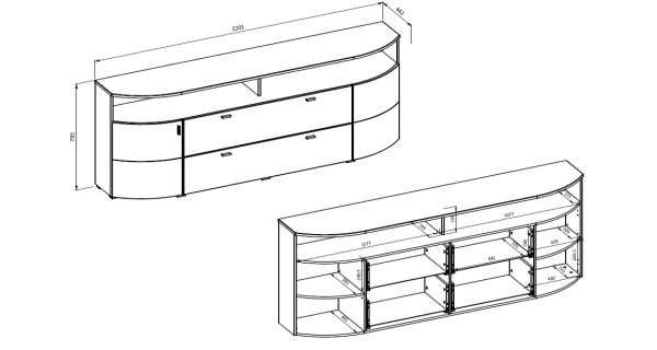 ANISE TV komoda 2D2S, dub coast evoke/světle šedá