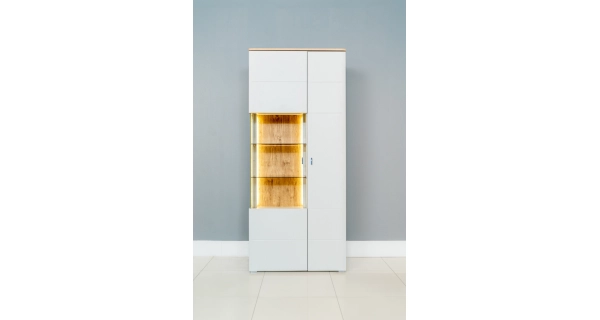 ANISE vitrína 2D, dub coast evoke/světle šedá