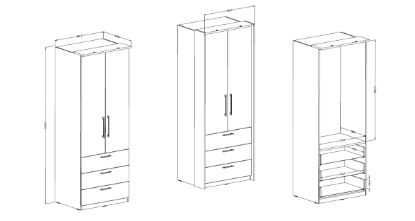 ARISTATA kombinovaná šatní skříň, dub artisan/bílá