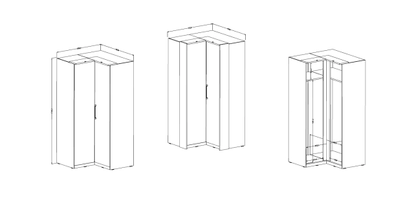 ARISTATA rohová skříň dvoudvéřová, bílá