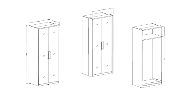 ARISTATA skříň dvoudvéřová se zrcadlem, bílá