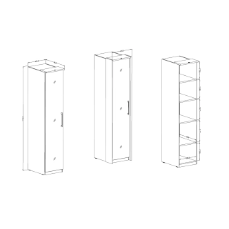 ARISTATA skříň jednodvéřová se zrcadlem L/P, bílá
