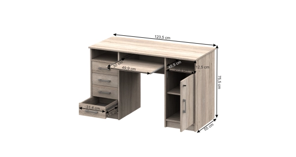 AURAT PC stůl, dub sonoma