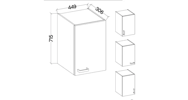 AVERNA, skříňka horní 45 G-72 1F, korpus: platinově šedá, dvířka: šedý lesk