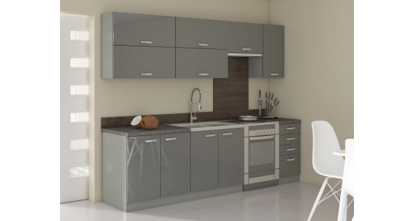 AVERNA, skříňka horní 80 G-72 2F, korpus: platinově šedá, dvířka: šedý lesk