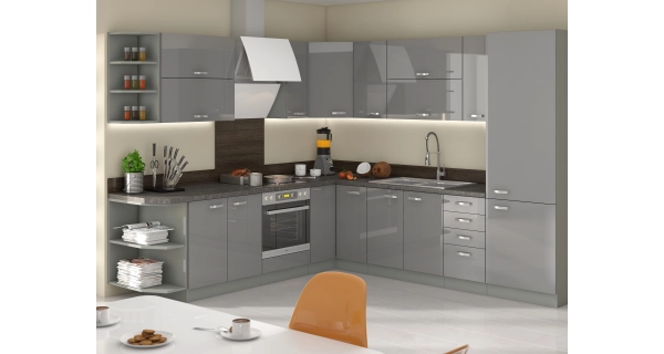 AVERNA, skříňka horní 80 G-72 2F, korpus: platinově šedá, dvířka: šedý lesk