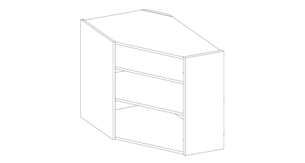 AVERNA, skříňka horní rohová 58x58 GN-72 1F, korpus: platinově šedá, dvířka: šedý lesk