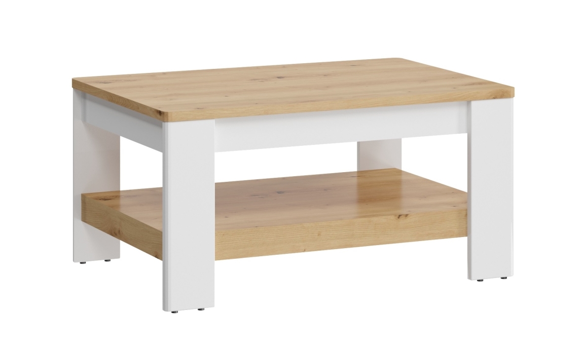 Levně Konferenční stolek PERPIDA, alpská bílá/dub artisan/bílý lesk