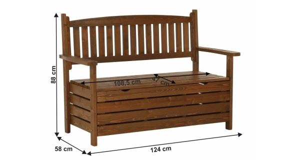 BABATA, zahradní lavička, hnědá, 124 cm